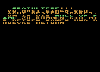 The Eliminator (Atari 8-bit) screenshot: But I can enter my name for the Hall of Fame