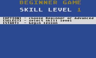 Heathcliff: Fun with Spelling (Atari 8-bit) screenshot: Menu