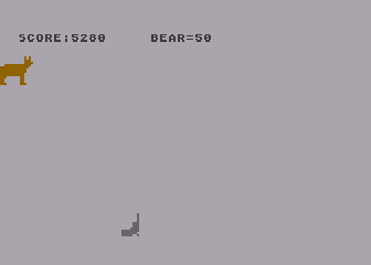 Shooting Gallery (Atari 8-bit) screenshot: Shooting the Bear
