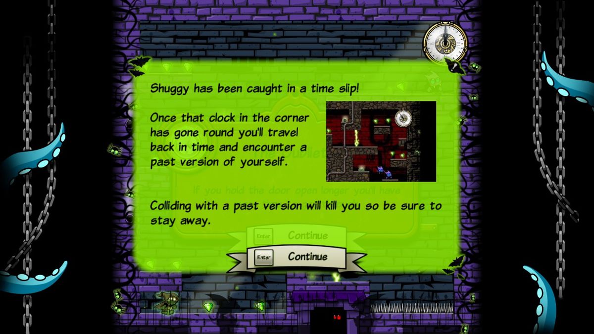 The Adventures of Shuggy (Linux) screenshot: Telling you the special information about The Oubliette
