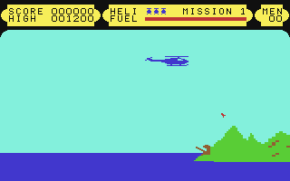 Blue Thunder (Commodore 64) screenshot: Taking shots from coastal positions