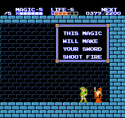 Zelda II: The Adventure of Link (NES) screenshot: You can learn a new magic spell in every village.