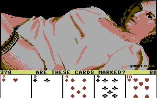 Strip Poker: A Sizzling Game of Chance (Commodore 64) screenshot: Playing against Melissa