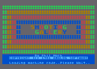 Shooting Gallery (Atari 8-bit) screenshot: Title Screen