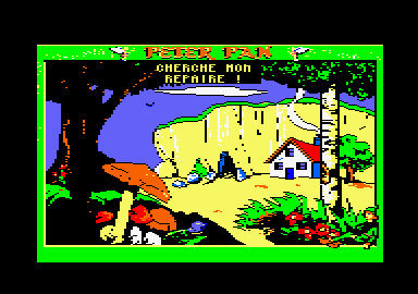 Peter Pan (Amstrad CPC) screenshot: Seek my den! (a game of hide-and-seek). I need to find where the children are hiding by clicking on the screen.