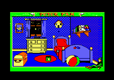 Peter Pan (Amstrad CPC) screenshot: Move the cursor and press enter to help Peter find his shadow.