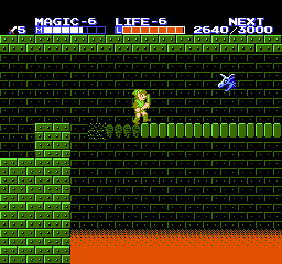 Zelda II: The Adventure of Link (NES) screenshot: I have to hurry, the bridge is collapsing under my feet!