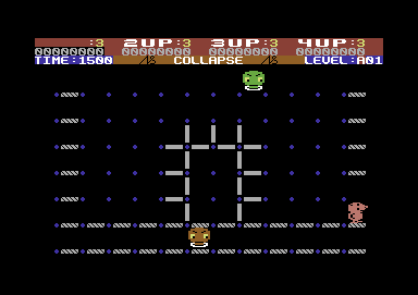 Collapse (Commodore 64) screenshot: Formed bridges at the bottom of the screen