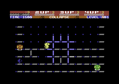 Collapse (Commodore 64) screenshot: Sticks are now blue