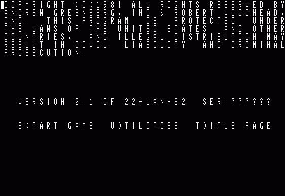 Wizardry: Proving Grounds of the Mad Overlord (Apple II) screenshot: Copyright