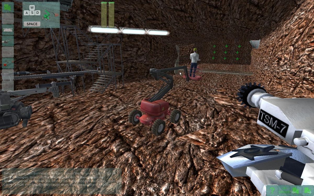 Underground Mining Simulator (Windows) screenshot: Place the explosive charges.