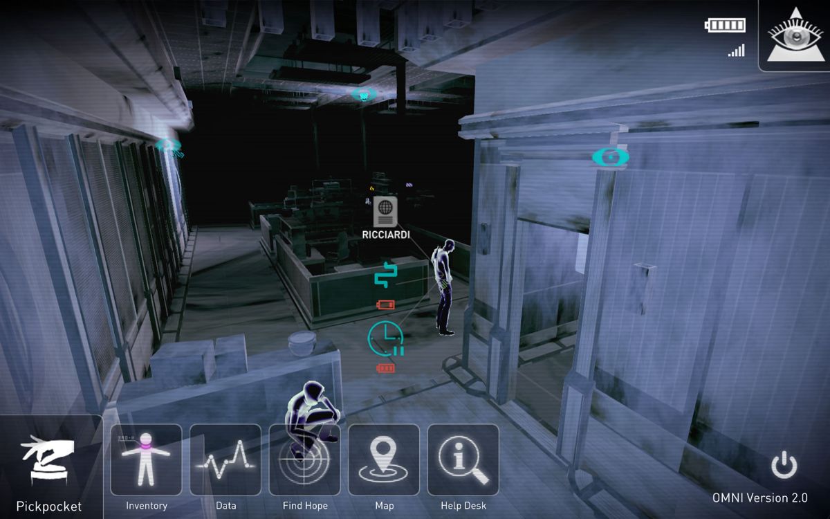 République (Windows) screenshot: Episode 3: the Omni View shows a new icon for the Delay ability.