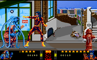 Dangerous Streets (DOS) screenshot: One of Keo's bizarre attacks