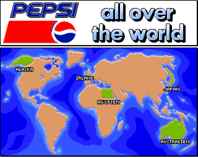 Pepsi: All Over the World (Amiga) screenshot: Map screen