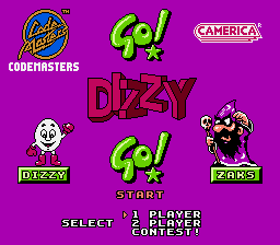 Quattro Arcade (NES) screenshot: Go! Dizzy Go! title card