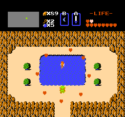 The Legend of Zelda (NES) screenshot: A fairy is restoring my health.