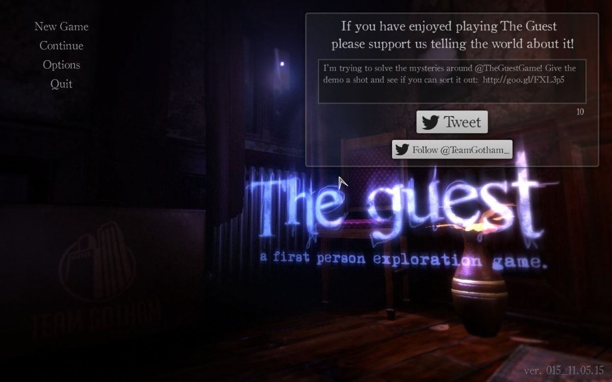 The Guest (Windows) screenshot: Title and main menu