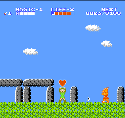 Zelda II: The Adventure of Link (NES) screenshot: This heart will increase my health-bar permanently.