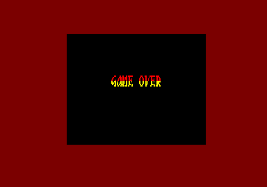 SuperHero (Amstrad CPC) screenshot: I lost all my lives. Game over.