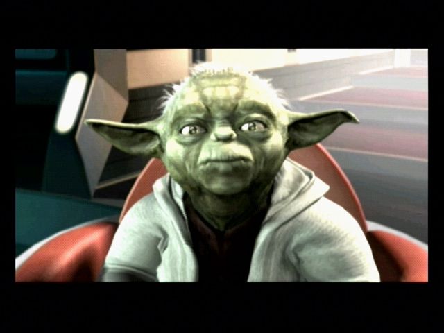 Star Wars: The Clone Wars (GameCube) screenshot: Yoda in a cut scene