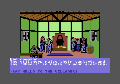 Castle of Terror (Commodore 64) screenshot: Commands can be complex as this
