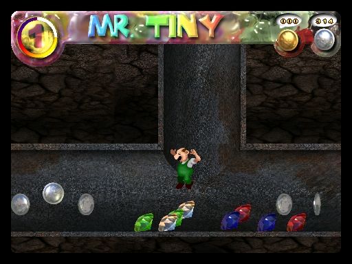 Mr. Tiny Adventures (Windows) screenshot: Again, collect as many coins and diamonds, you'll need it to bet and gain lives.