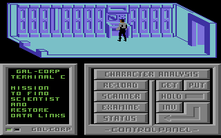 Cyborg (Commodore 64) screenshot: Checking a terminal
