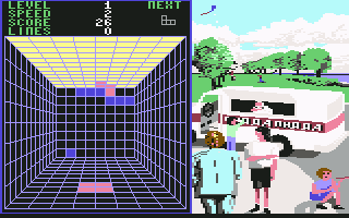 Welltris (Commodore 64) screenshot: Playing 1st Level