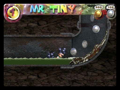 Mr. Tiny Adventures (Windows) screenshot: Water slow down your movement.