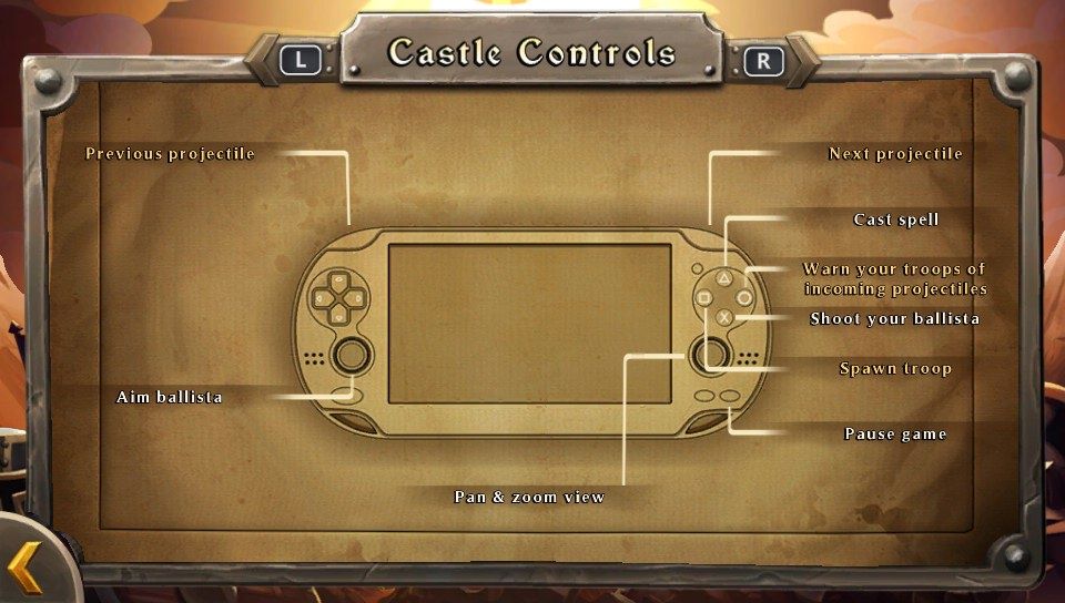CastleStorm (PS Vita) screenshot: Gameplay controls (Trial version)