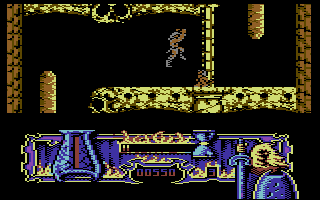 Satan (Commodore 64) screenshot: Jumping over a very small enemy