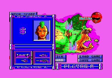 Iron Trackers (Amstrad CPC) screenshot: Player 1's weapons