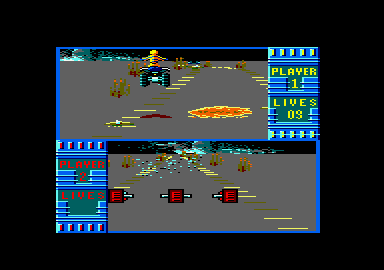 Iron Trackers (Amstrad CPC) screenshot: Jumping in Quad (1 player mode)