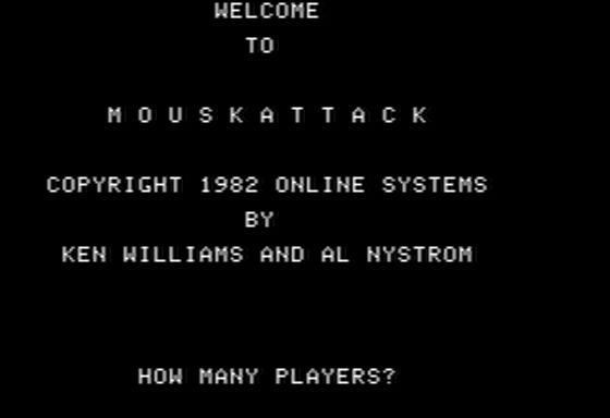 Mouskattack (Apple II) screenshot: Title Screen