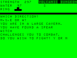 Volcanic Dungeon (Dragon 32/64) screenshot: The witch suddenly appears