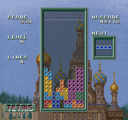 Super Tetris 3 (SNES) screenshot: A double line appears.