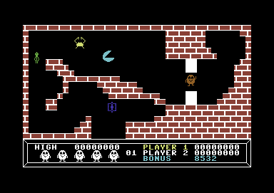 Parky and the Yellow Submarine (Commodore 64) screenshot: Parky is about to get squashed