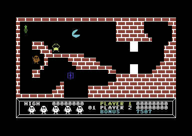 Parky and the Yellow Submarine (Commodore 64) screenshot: This is a nice place to avoid enemies