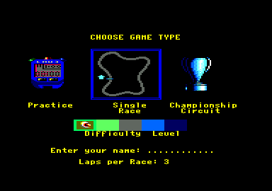 The Cycles: International Grand Prix Racing (Amstrad CPC) screenshot: Main menu