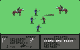 Defender of the Crown (Commodore 64) screenshot: Another battle.
