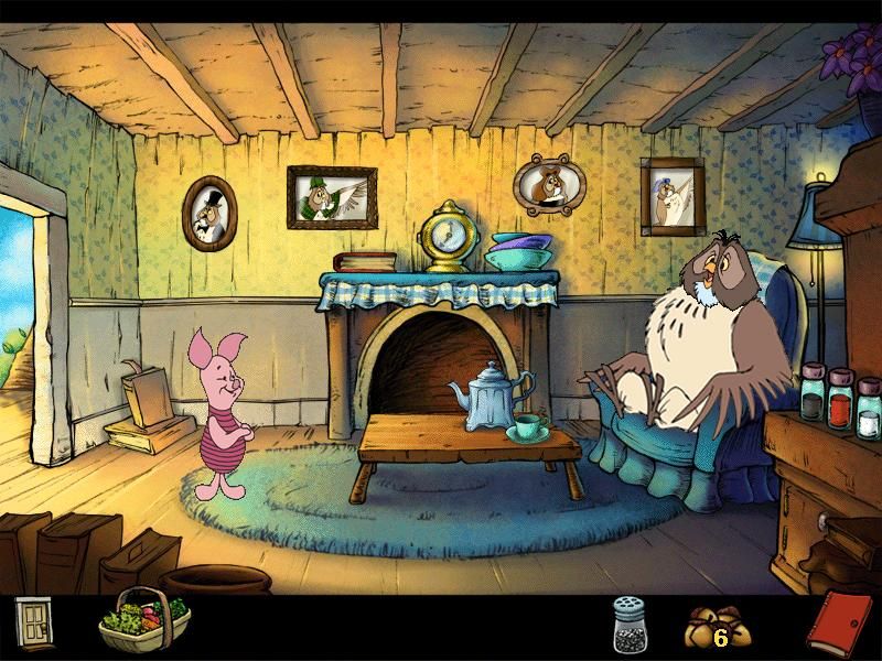 Piglet's Big Game (Windows) screenshot: At Owl's house