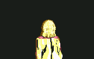 Defender of the Crown (Commodore 64) screenshot: The view of Anne from her back during the love scene.