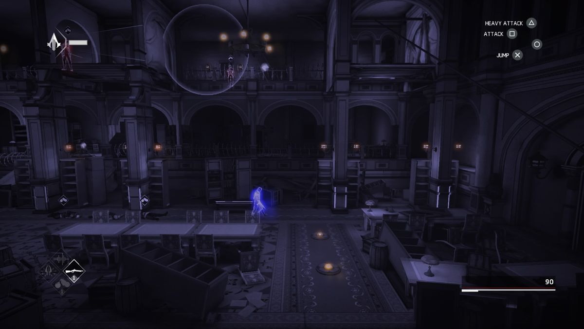 Assassin's Creed Chronicles: Russia (PlayStation 4) screenshot: Eagle view highlights the threats