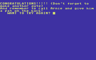 Drive-In (Commodore 64) screenshot: Way to go, stud!