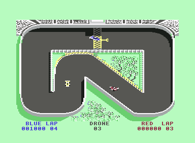 Super Sprint (Commodore 64) screenshot: Track 1