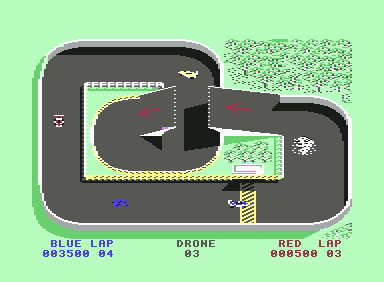Super Sprint (Commodore 64) screenshot: Track 2
