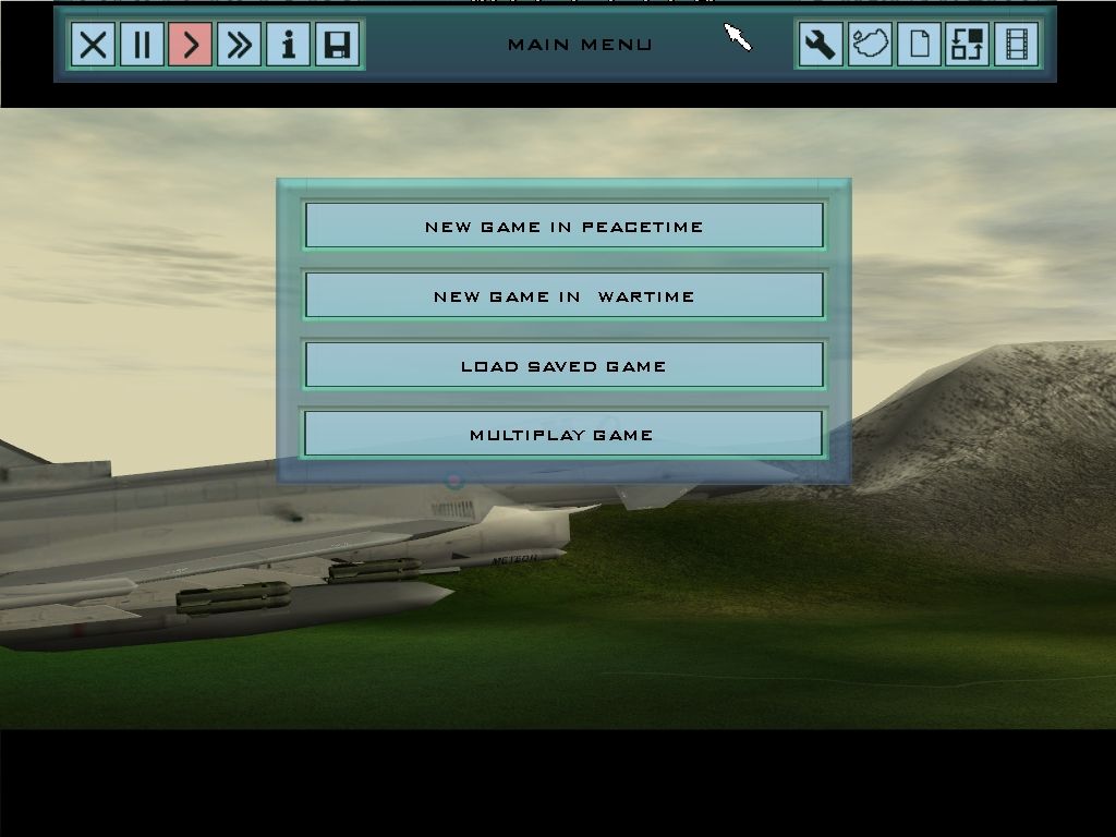 Eurofighter Typhoon (Windows) screenshot: Main menu with animated background