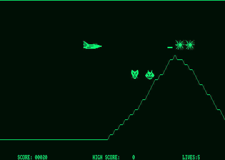 Classic Collection: Vol 2 (Amstrad PCW) screenshot: Caverns - shooting some enemies