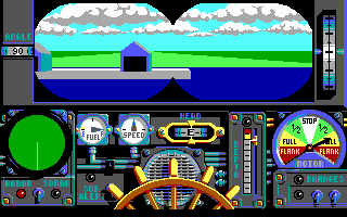 Advanced Destroyer Simulator (DOS) screenshot: The binocular view (EGA)