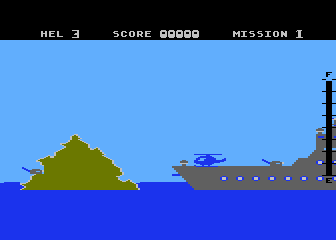 Blue Thunder (Atari 8-bit) screenshot: [Blue Thunder] Launching from a ship